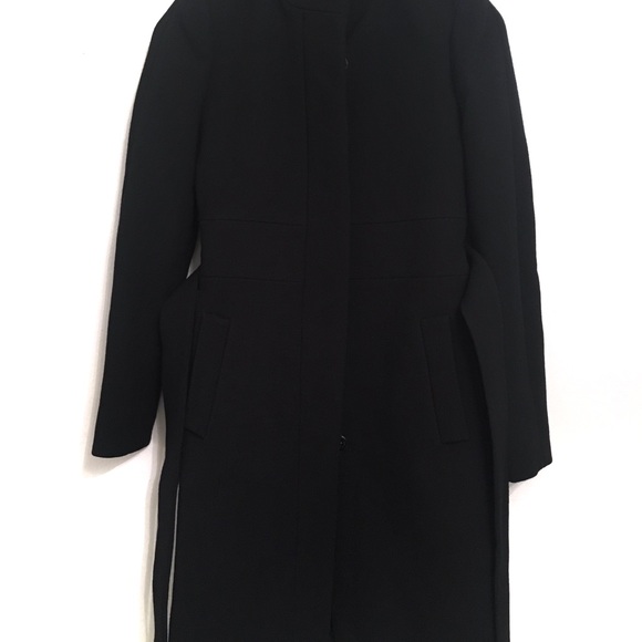 J. Crew NEW Black Double Cloth Funnel Coat Size 00 - Picture 7 of 16
